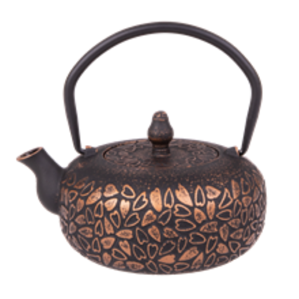 Picture of Black & Gold Cast Iron Hearts Teapot